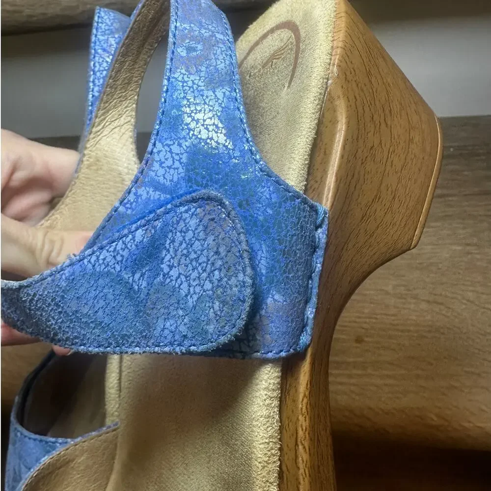 Dansko Sonnet Blue Print Leather Sandals EU 40 US 9.5-10 Comfort - Picture 9 of 11